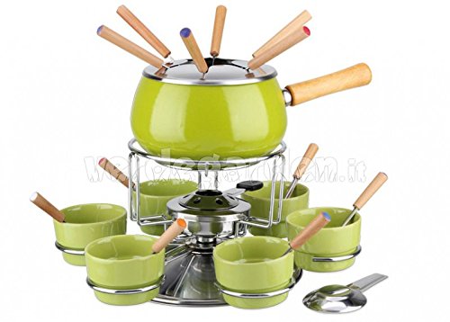 Service à fondue émail vert brillant KAUFGUT