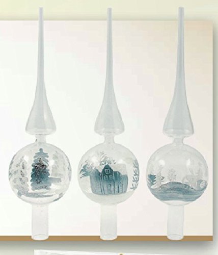 House of Fun Cimier en verre décoré avec dessins de Rennes et arbres - transparent ou brillant - Paillettes - 30 cm 8004927106632 (8004927106632)