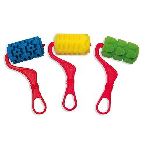 CWR Rouleaux en mousse avec souples applications de sujets sur mesure. Après l'utilisation laver le rouleau avec eau et savon. Utilisables avec enveloppe de peinture, peinture acrylique, etc. 3 rouleaux en éponge avec applications. Raisons?: étoiles, rectangles, cœurs. code EAN 8004957072532 