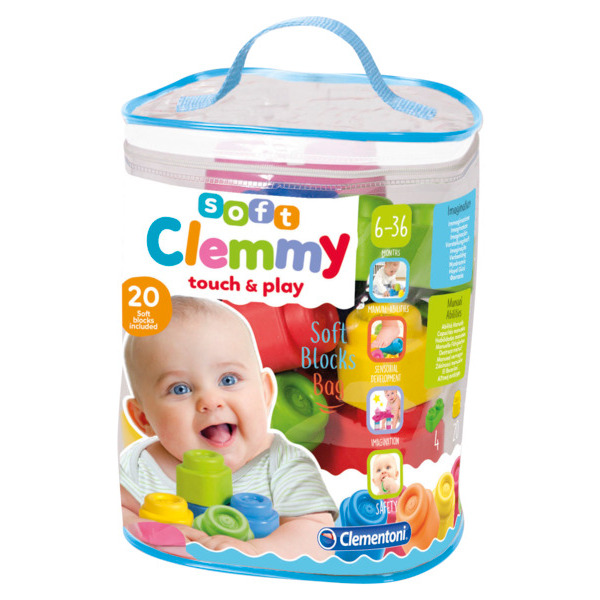 CLEMENTONI Sac de 24 cubes ou Voiture sensorielle Clemmy code EAN 8005125148899 