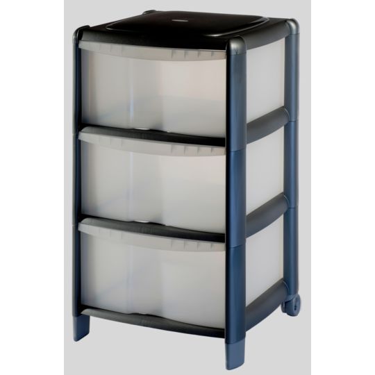 TONTARELLI Tour de rangement - 3 tiroirs  - Noi...