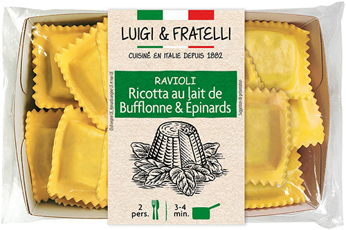 RAVIOLI RICOTTA 
AU LAIT DE BUFFLONNE & ÉPINARDS