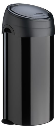 Poubelle soft-touch noire en métal - 60 litres