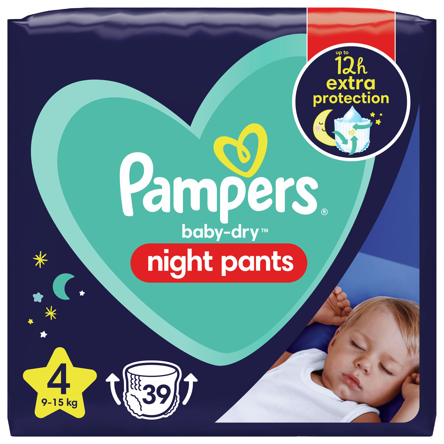 Couches bébé taille 4 : 9 - 15kg baby dry night PAMPERS 8006540234792 