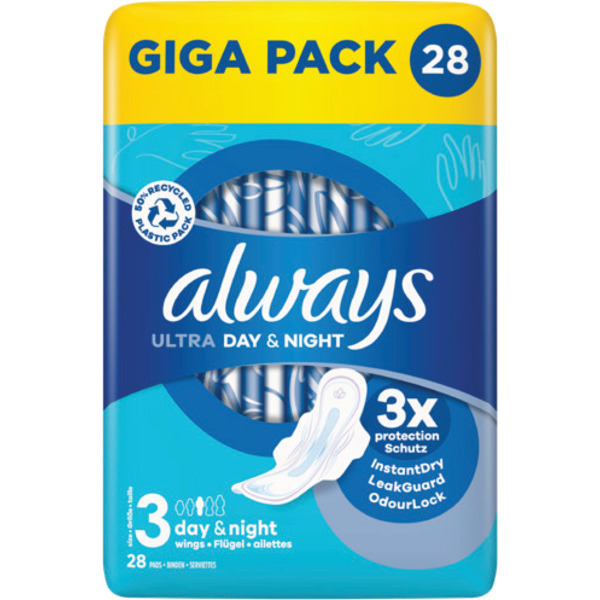 SERVIETTES HYGIÉNIQUES ULTRA DAY & NIGHT AILETT...