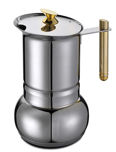 Amore GAT Amore - Stove Top Espresso Coffee Maker - Stainless Steel with Gold-Plated handle and Knob - 6 to 4 Cups 8007126000114 (8007126000114)