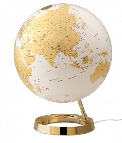 Globe terrestre lumineux design blanc or sur so...