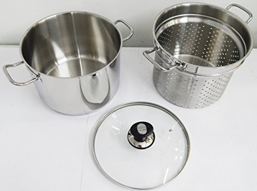 Abert Daily Cuiseur à pâtes 3 Pièces Faitout Inox) (panier et couvercle en verre Diamètre 24 cm 8007413714359 (8007413714359)