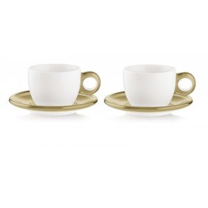 Lot de 2 tasses à cappuccino et soucoupes en sable