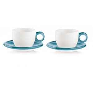Lot de 2 tasses à cappuccino et soucoupes en me...