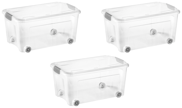 LOT DE 3 BOÎTES À CLIPS ET ROULETTES 43L  TONTA...