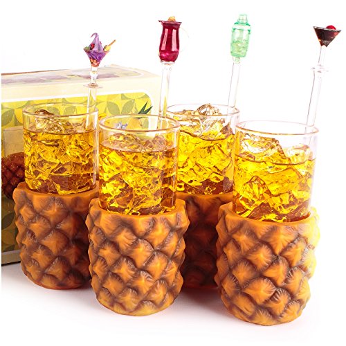 Ltd® lot de 4 retro pineapple ananas porte-gobelet avec verres à cocktail highball 285ml - vintage hawaiian - idéal pour idéal pour un gin & rhum / sodas 8011413230634 CKB Ltd® lot de 4 retro pineapple ananas porte-gobelet avec verres à cocktail highball 285ml - vintage hawaiian - idéal pour idéal pour un gin & rhum / sodas 8011413230634 CKB