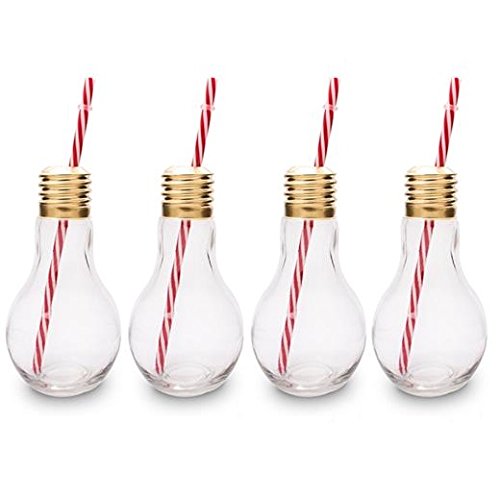 Ltd® lot de 4 edison light bulb ampoule verres à cocktail nouveauté avec paille 400ml - idéal pour les boissons gazeuses, bières, cocktails & rhum 8011423536580 CKB Ltd® lot de 4 edison light bulb ampoule verres à cocktail nouveauté avec paille 400ml - idéal pour les boissons gazeuses, bières, cocktails & rhum 8011423536580 CKB