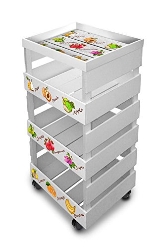 Lupia Chariot de cuisine multifonction transportable shabby avec plateau à roulettes Box + Tray 30 x 40 cm h.85 Fruit 8016123090622 (8016123090622)