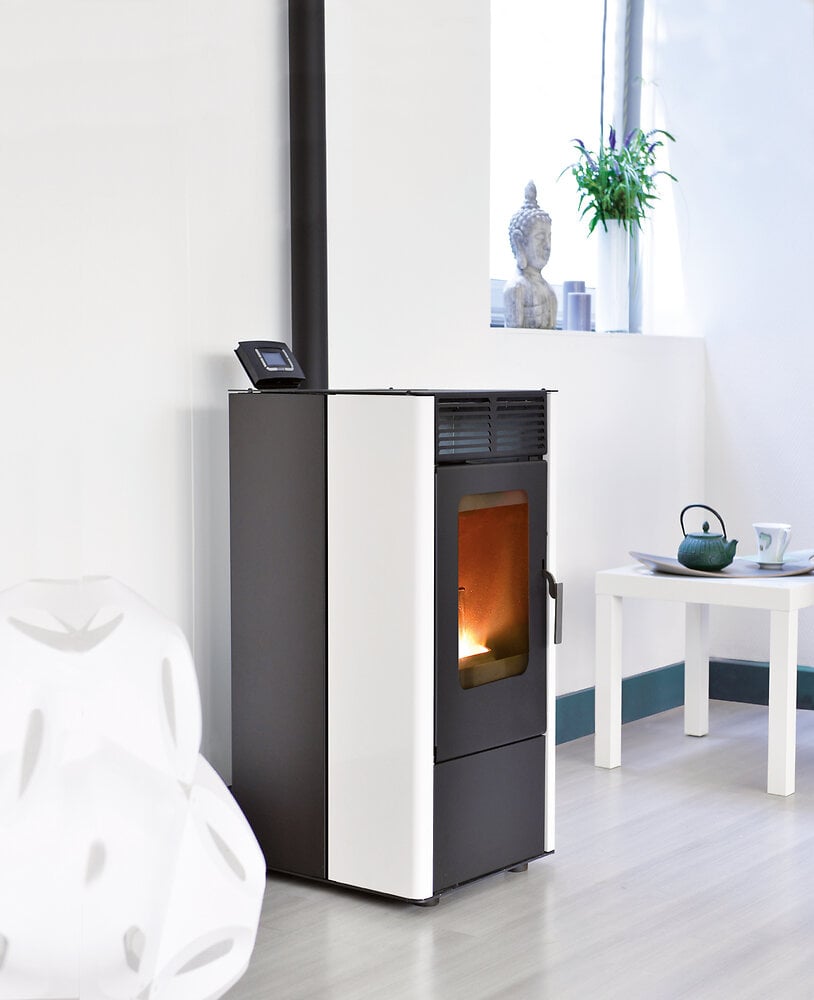 Poele a granules Nemo - Blanc et noir - 6kW