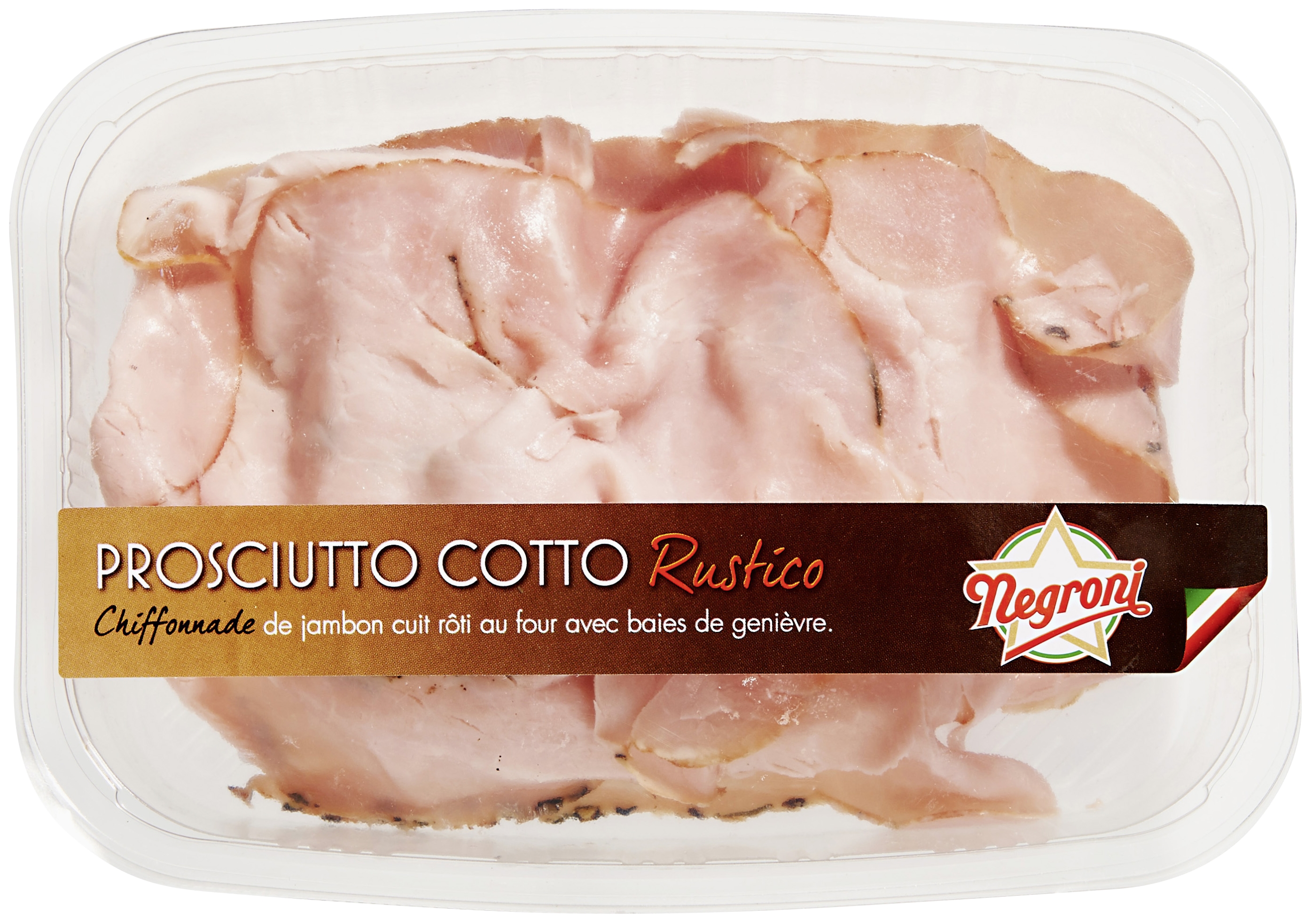 Chiffonnade de jambon cuit rôti aux baies de ge...