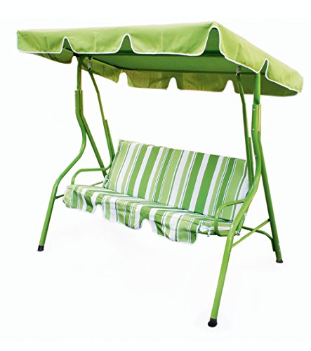 Balancelle de jardin 3 places à raies vert clai...