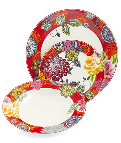 Maui service de table 18 pièces, porcelaine, rouge