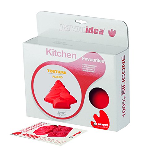 Pavonidea Frt122rsas.2 moule à gâteau en silicone en forme de sapin de noël, 300 x 265 x 55 mm, rouge 8029248241343 (8029248241343)