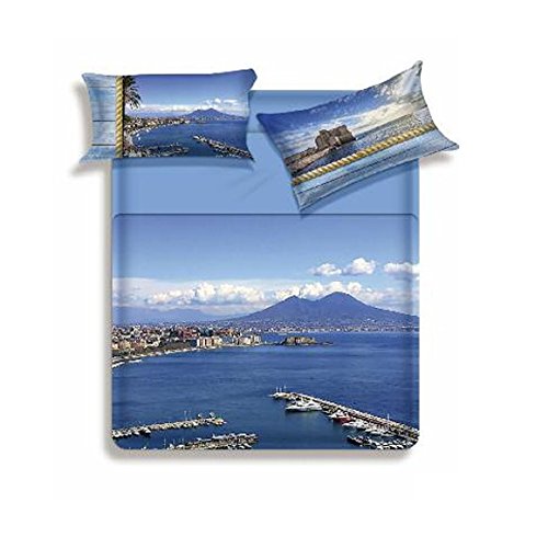 BIANCALUNA Biancaluna Miss Terry Gulf Housse de couette avec taie d'oreiller pour lit Double en 100% coton teint Joujou Impression numérique fabriqué en italie 8029947101207 (8029947101207)