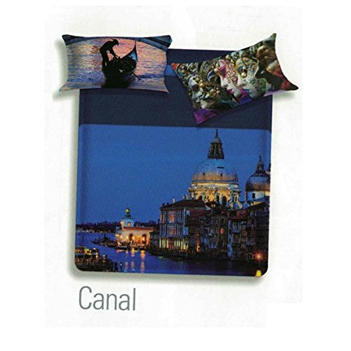 BIANCALUNA Biancaluna Miss Terry Canal Housse de couette avec taie d'oreiller pour lit Double en 100% coton teint Joujou Impression numérique fabriqué en italie 8029947681877 (8029947681877)