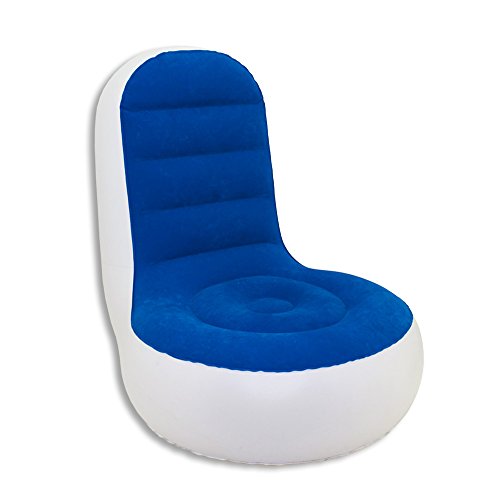 Beach Art - fauteuil gonflable en pvc avec surface velours, bleu/blanc, 32 x 94 x 82 cm code EAN 8031948051108 
