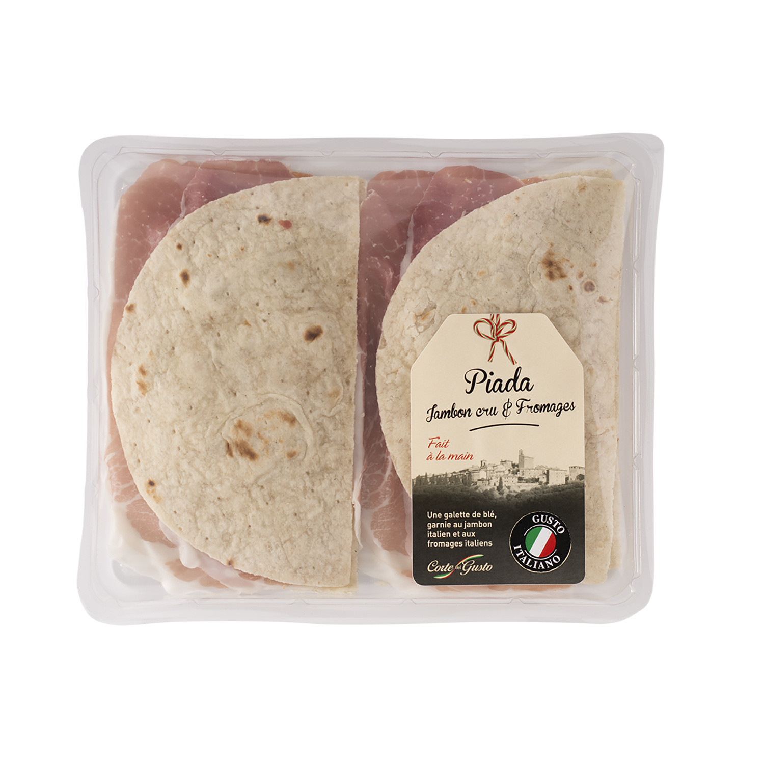 Galettes Piada jambon cru et fromage CORTE DEL ...