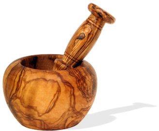 MINI mortier avec pilon en bois d'olivier diamè...