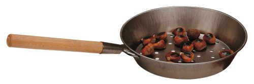 Poêle à châtaignes avec manche en bois acier