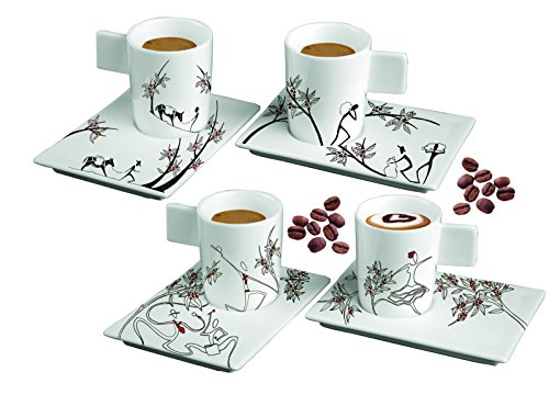 155-set de 4 tasses et 4 soucoupes origines tra...