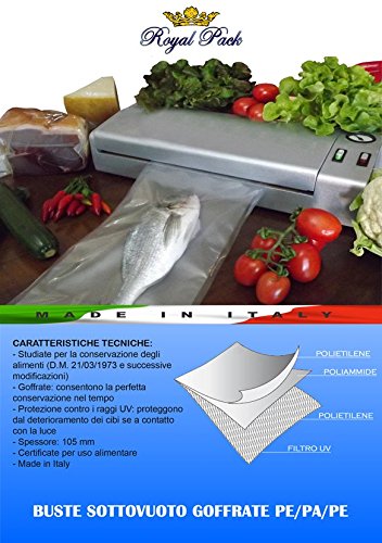 ROYAL PACK Sacs sous vide gaufrés pour appareil de mise sous vide de toutes les marques 15x20 100 unités code EAN 8033717420023 