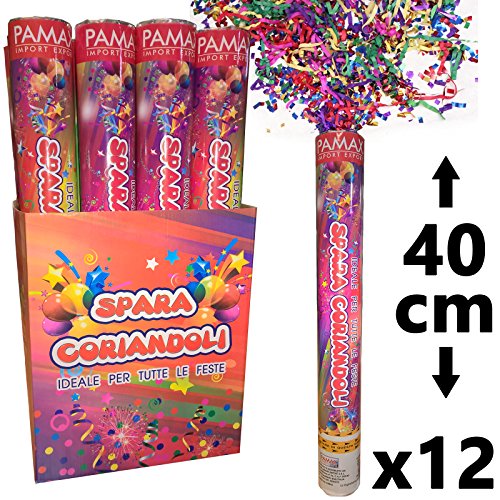 Pamax CONF. 12 Stk. Tube Canon à Confettis Multicolores Anniversaire Fête Party 40 cm 8033765710244 (8033765710244)