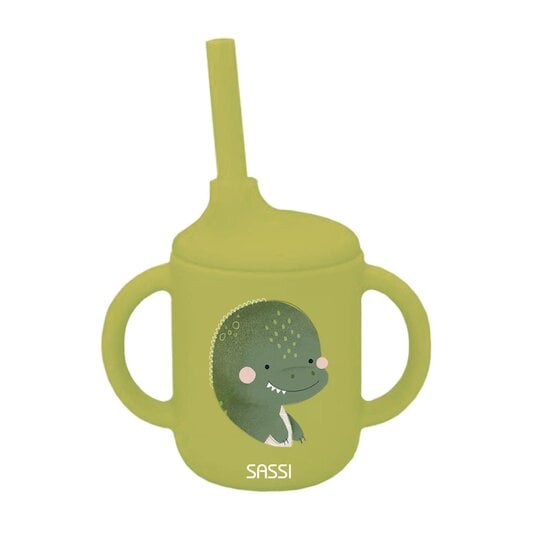  Sassi Junior Tasse avec paille silicone  Cracky The Dinosaur  code EAN 8050148760818 