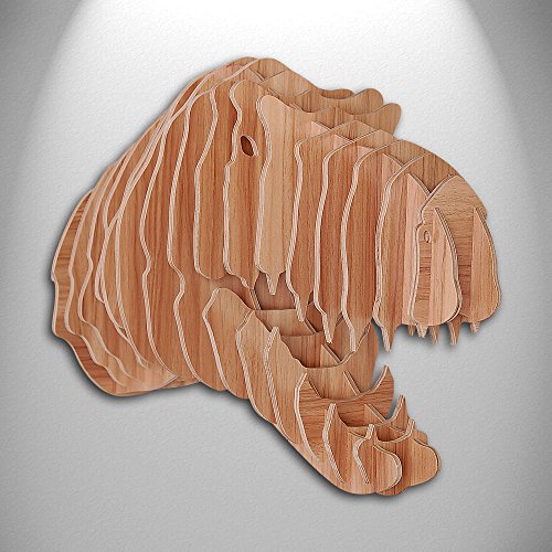 Tyrannosaure Puzzle 3D en bois couleur hêtre av...