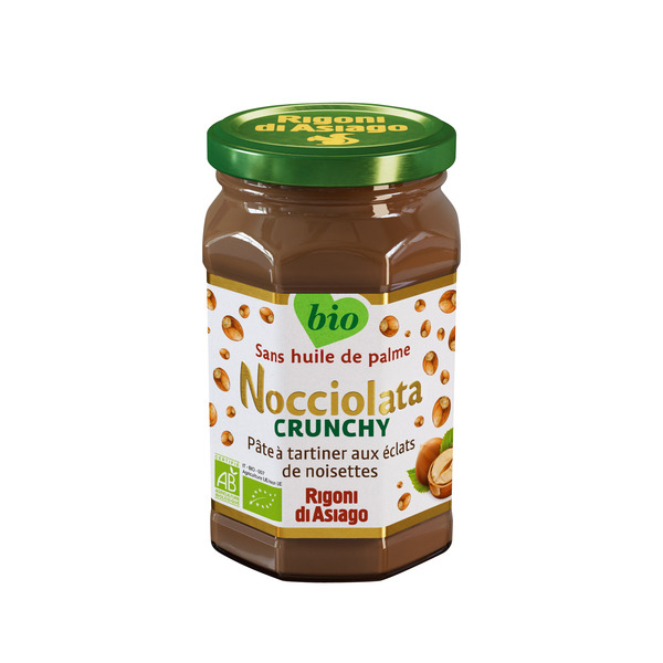 RIGONI DI ASIAGO Pâte à tartiner nocciolata crunchy Bio code EAN 8052575090322 