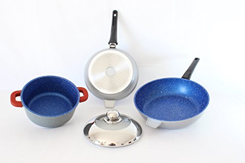 LOT DE 2 POÊLES CÉRAMIQUE HAUTES WOK PIERRE BLE...