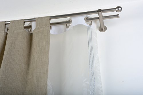 InCasa Double Tringle á rideaux: Ø 20 mm sans anneaux, L. 160 cm. en acier satiné – complet 8056370902576 (8056370902576)