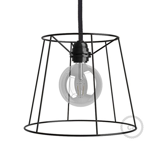 Abat-jour cage Cône en métal couleur Noir culot...