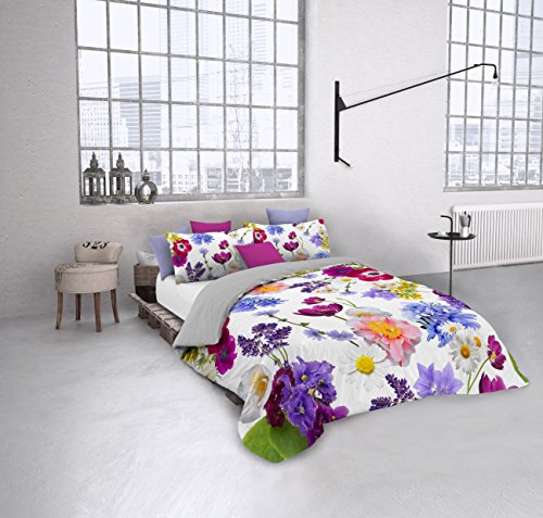 Italian Bed Linen 8058575007179 parure housse de couette imprimée-digital à la couverture totale dans le cul de chalut et de taies mb14 (multicolore) 100 % coton pour lit 2 places 250 x 200 x 1 cm code EAN 8058575007179 