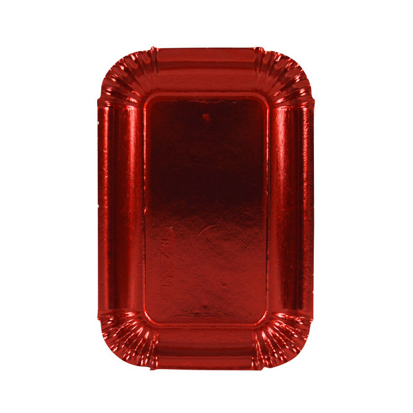 Lot de 3 plateaux rouges en carton