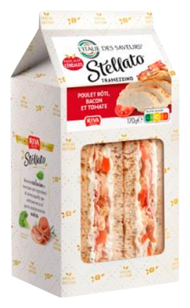  Sandwich Stellato Tramezzino Poulet Rôti, Bacon Et Tomate L'italie Des Saveurs code EAN 8059070744149 
