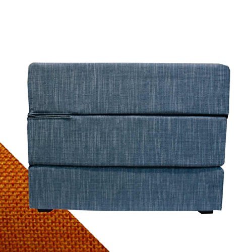 Arketi-com Arketicom TOUF, le LIT qui se transforme en un POUF, avec une base en Jeans bleu et Revetement exterieure Orange 63x63x45 cm (puf puff pouffe) 8068080706023 (8068080706023)