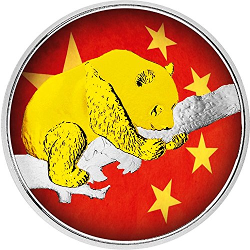CHINESE PANDA Flag Silver Coin 10 Yuan China 20...