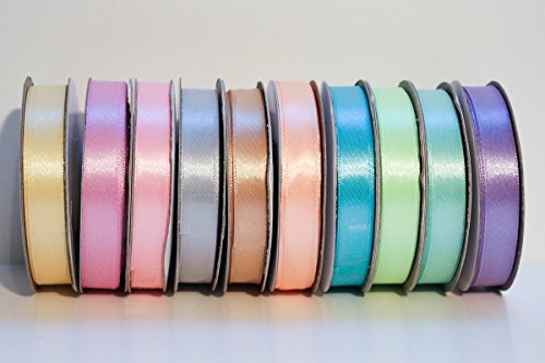 Lot de 10 bobines de ruban satin 12 mm de large...