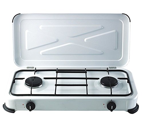 GAZ poêle 2 BRULEUR BOUTEILLE DE GAZ VITRAGE BLANC