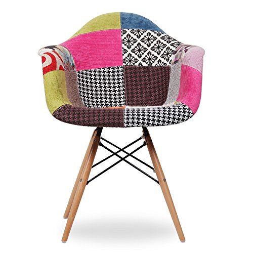 SuperEstudio Chaise WOODEN ARMS tapissée de toile PATCHWORK 2-bois hêtre-Unique 8409437308833 (8409437308833)