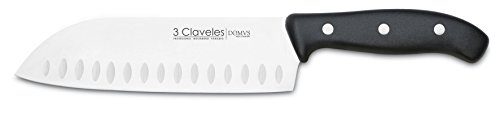 3 Claveles Santoku Couteau de Chef alvéolé, 18 cm
