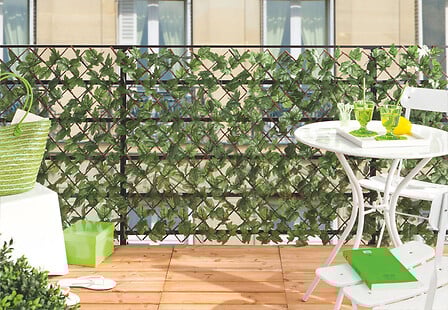 Treillis brise-vue - Osier et feuilles synthéti...