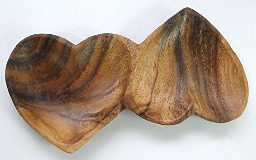 Générique Coupelle 2 compartiments en bois forme Coeur plat aperitif dinatoire Tapas Sushi code EAN 8414033139682 