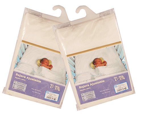 TI-TÍN Drap housse, lot de 2, Percale 100/100 coton très lisse, 80 x 130 cm. 8414155013655 (8414155013655)